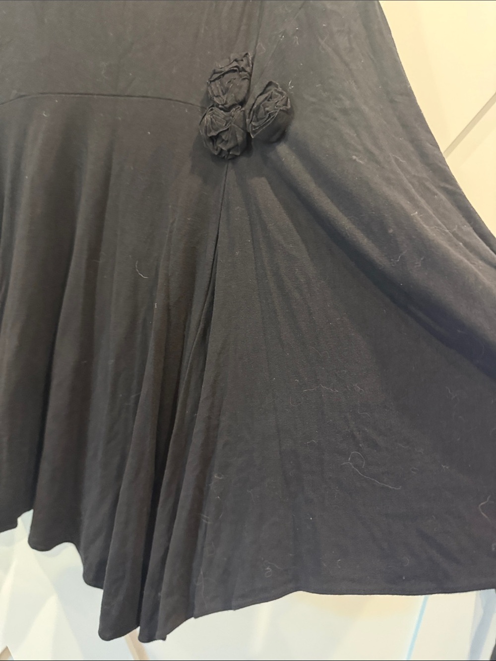 Black Asymmetrical Skirt with Rosette Detail - Picture 5 of 6